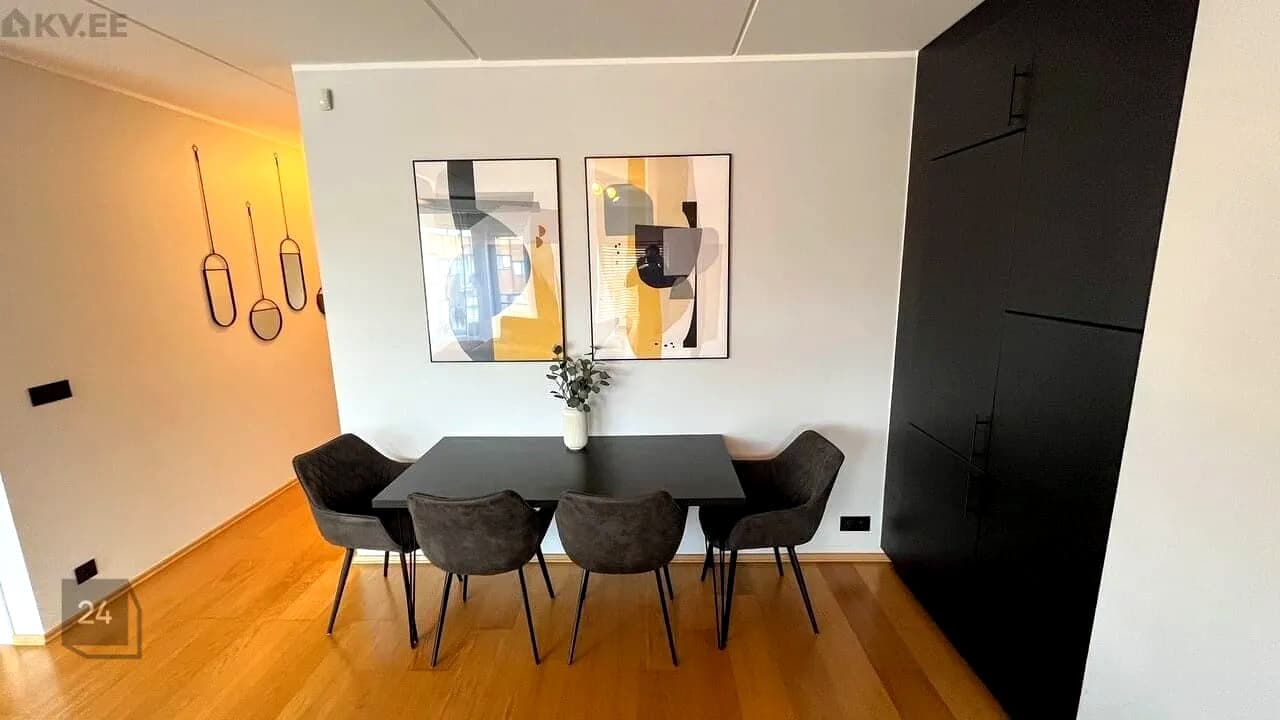 Redesigned living room with television.