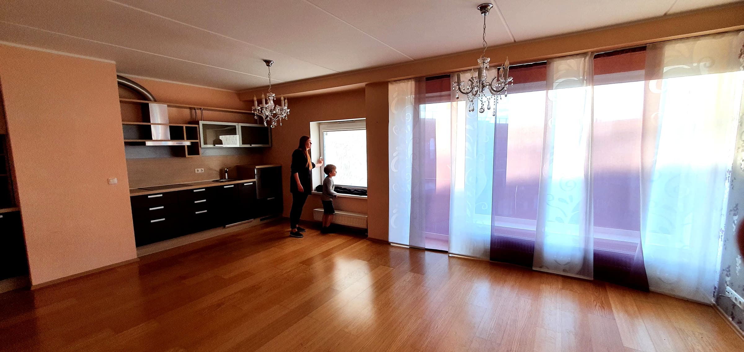Living room and kitchen before redesign.