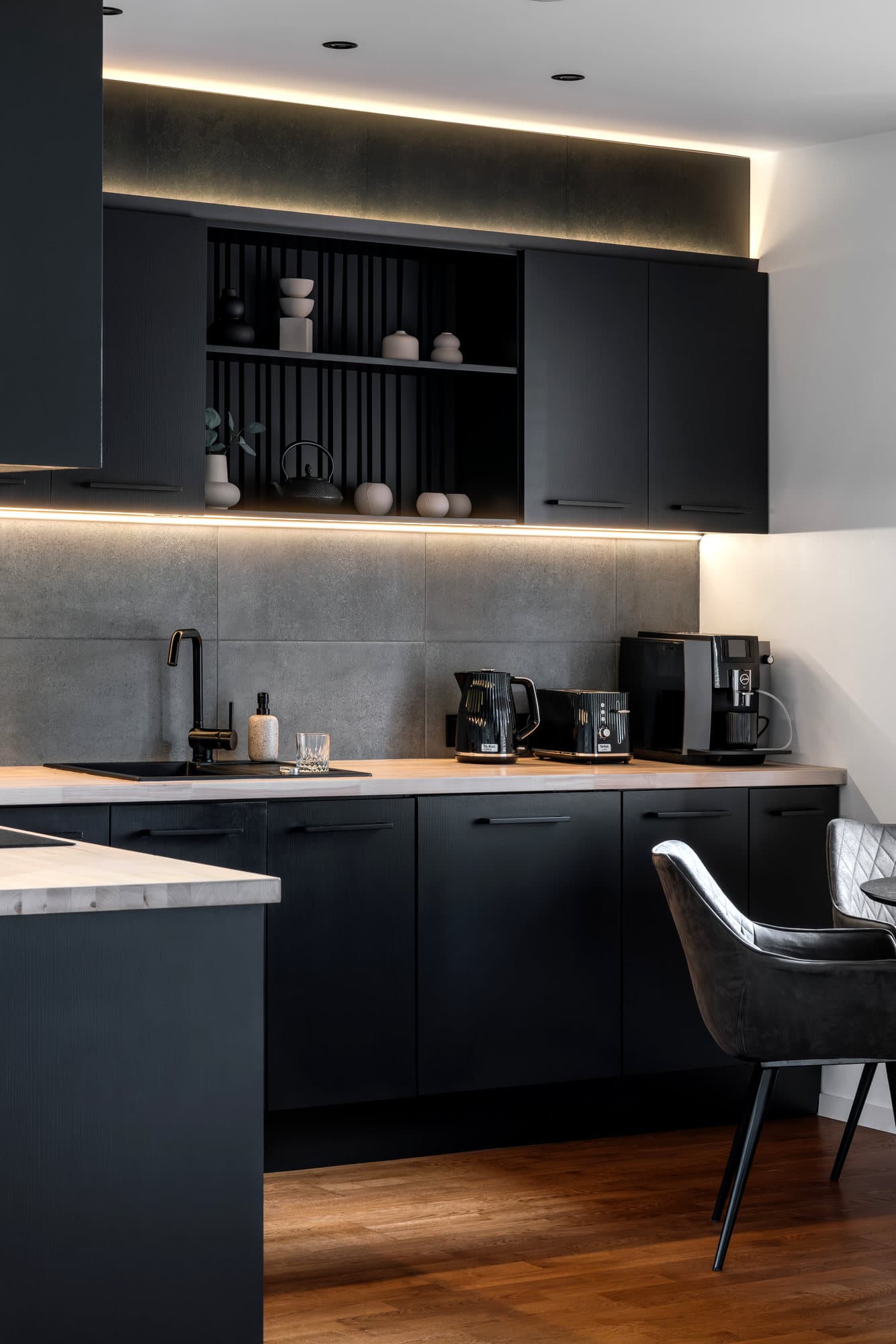 Renovated kitchen detail.