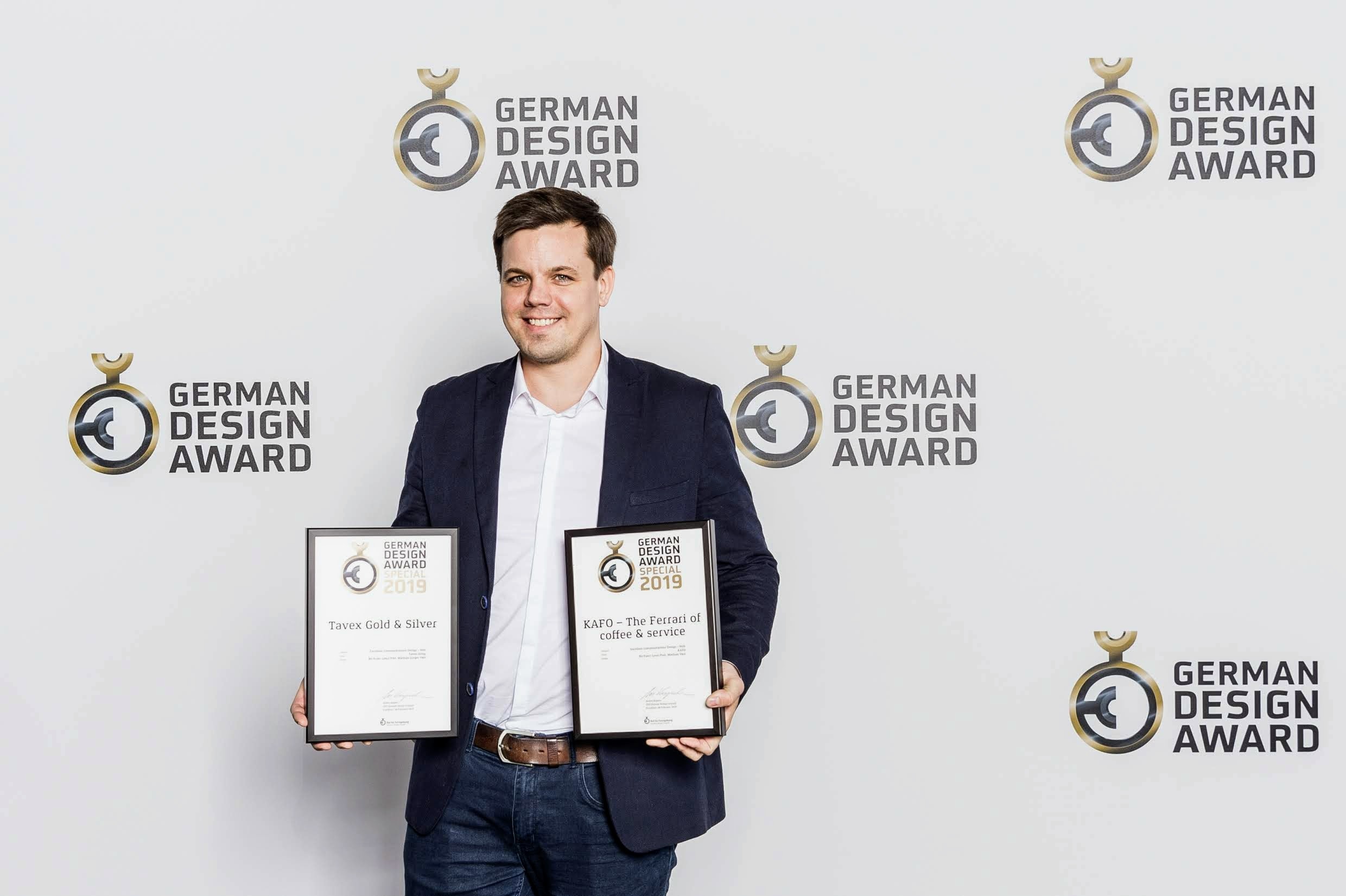 Lauri Post holding German Design Awards.