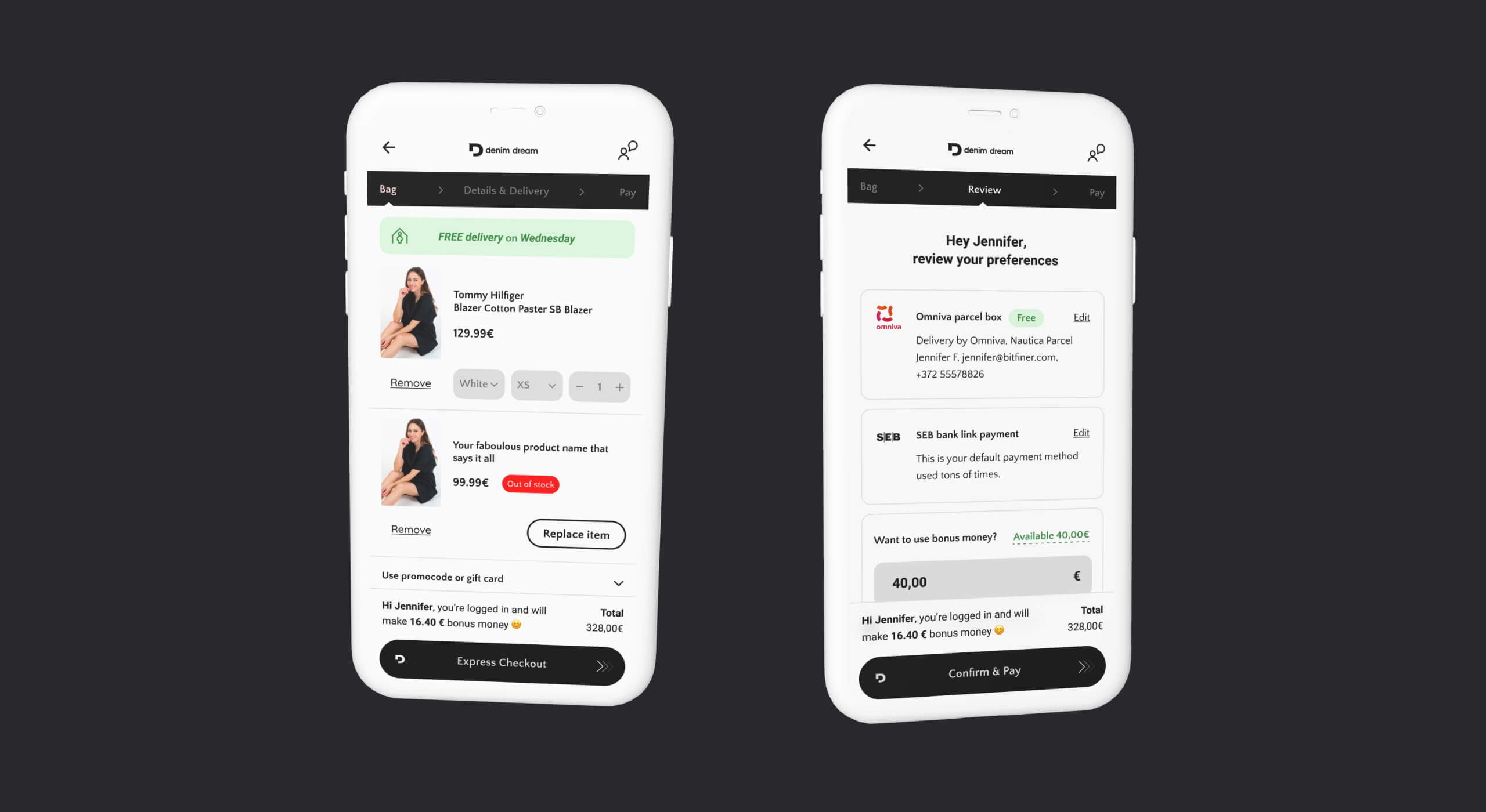 Denim Dream's eCommerce website & iOS, Android app redesign project image 3